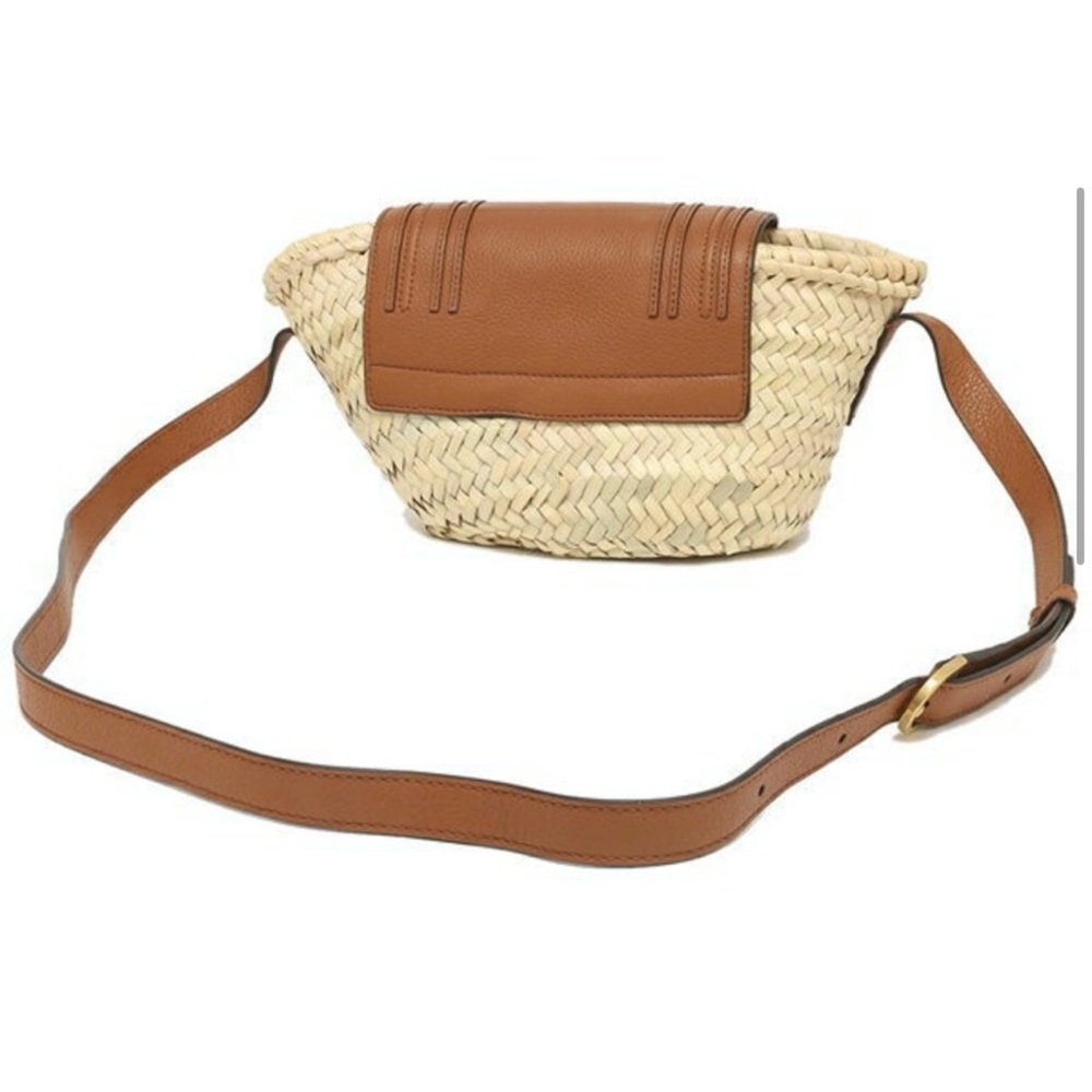 Chloe Marcie leather & raffia Tan Woven shoulder Bag basket crossbody - Picture 4 of 16